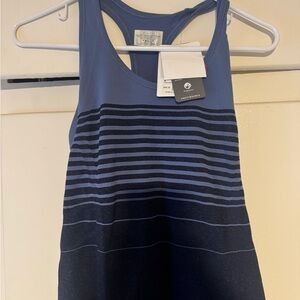 Athleta Blue and Black Striped Tank Top